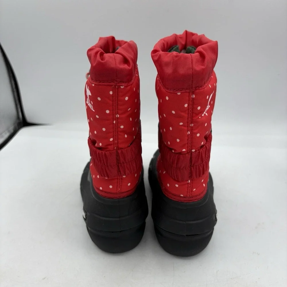 Sorel Kids Boots Size 10‎ Flurry Snow White Polka Dots Red Pull On Winter